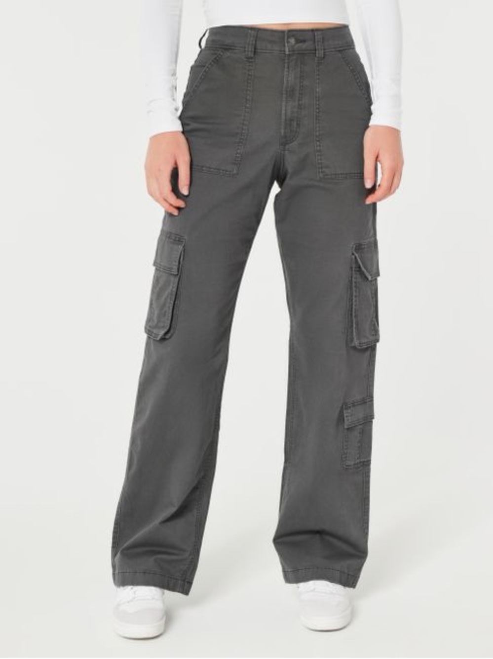 Hollister Ultra High Rise Baggy Cargo Pants Gray Size 10 Short